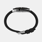 Q Timex Reissue 1971 Velocity Men Quartz Black Dial Analog Rubber Watch TW2W22400U9