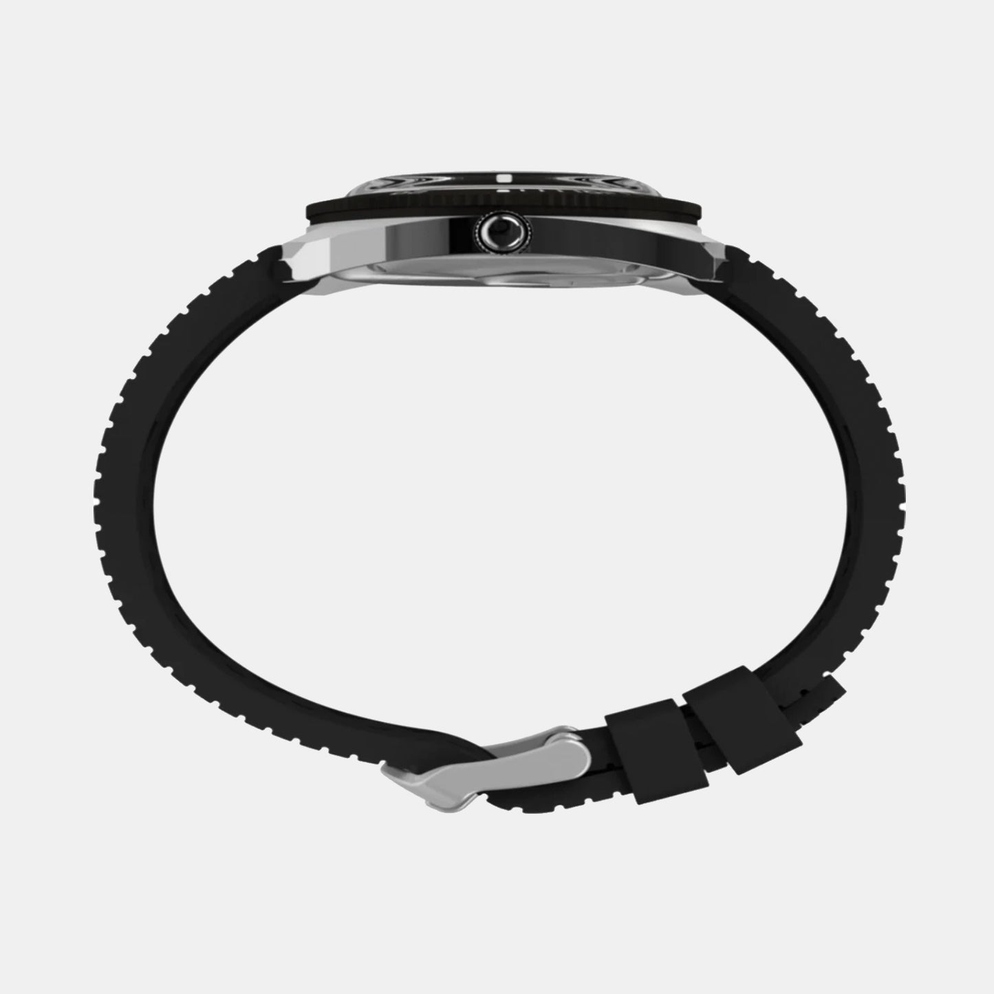 Q Timex Reissue 1971 Velocity Men Quartz Black Dial Analog Rubber Watch TW2W22400U9