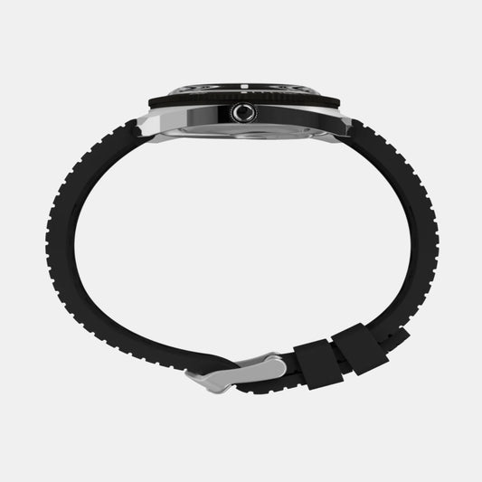 Q Timex Reissue 1971 Velocity Men Quartz Black Dial Analog Rubber Watch TW2W22400U9