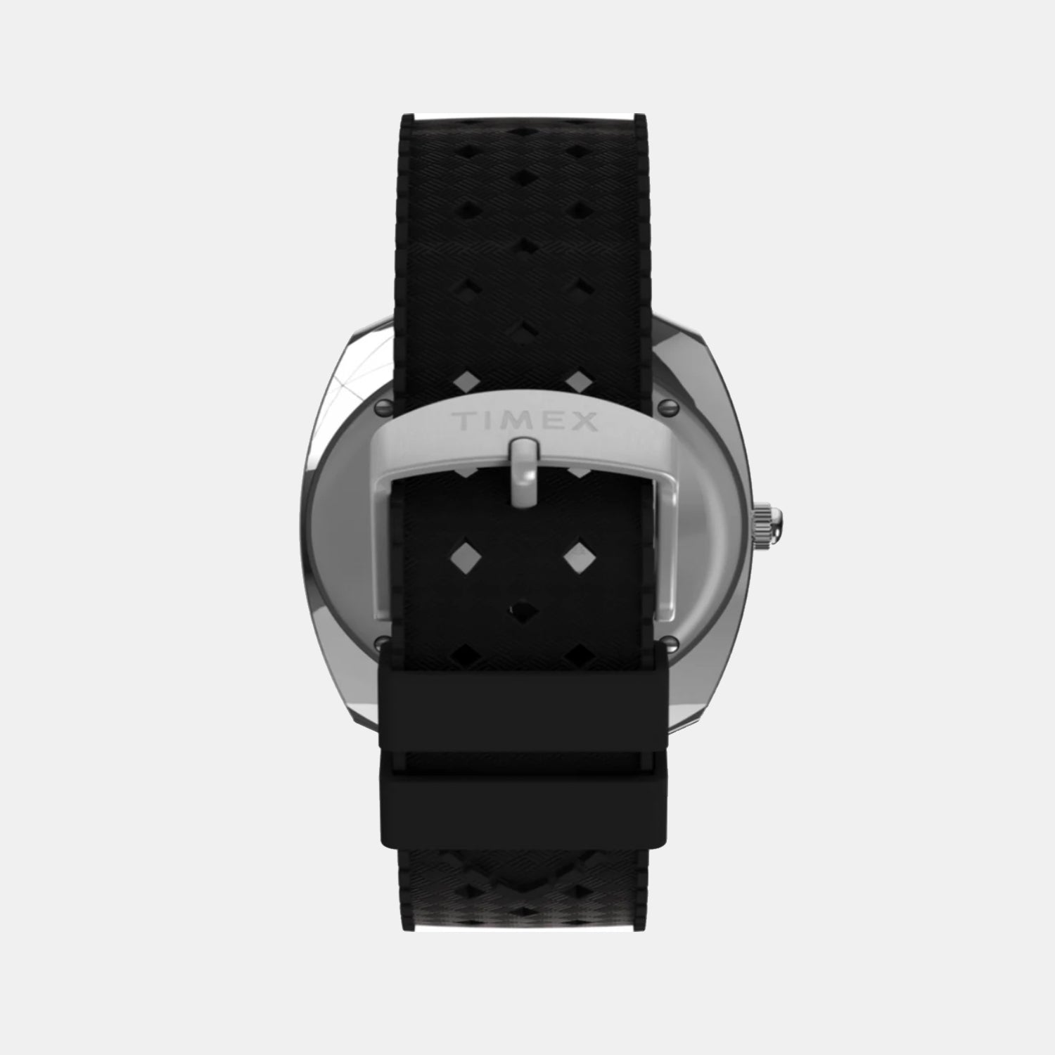 Q Timex Reissue 1971 Velocity Men Quartz Black Dial Analog Rubber Watch TW2W22400U9