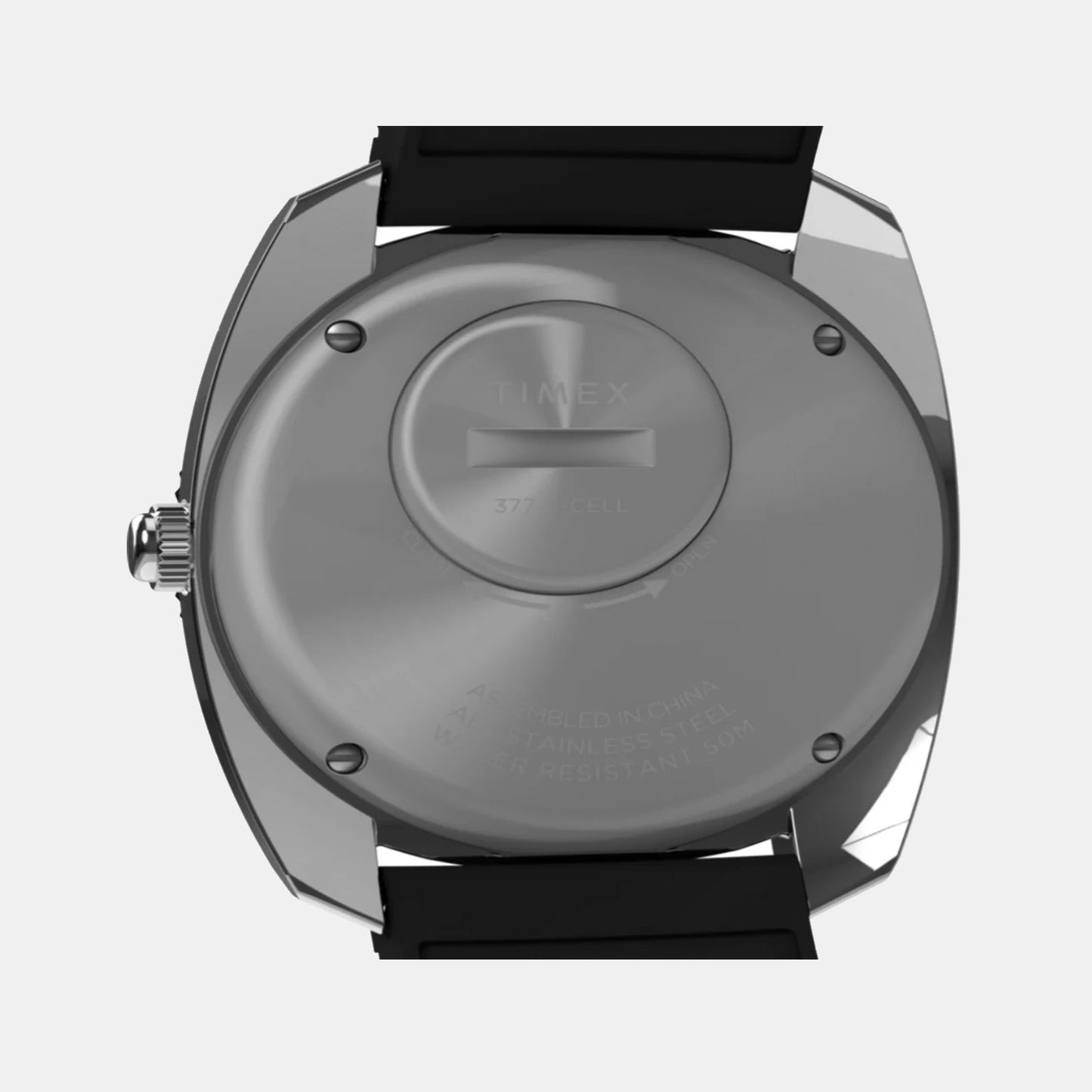 Q Timex Reissue 1971 Velocity Men Quartz Black Dial Analog Rubber Watch TW2W22400U9