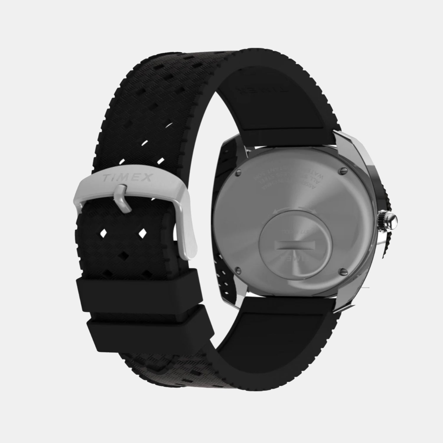 Q Timex Reissue 1971 Velocity Men Quartz Black Dial Analog Rubber Watch TW2W22400U9