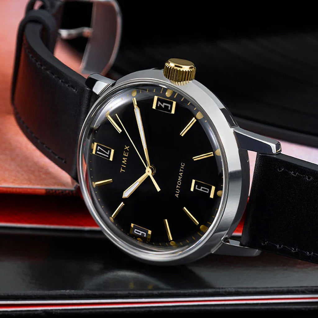 Men Automatic Black Dial Analog Leather Watch TW2W33900U9