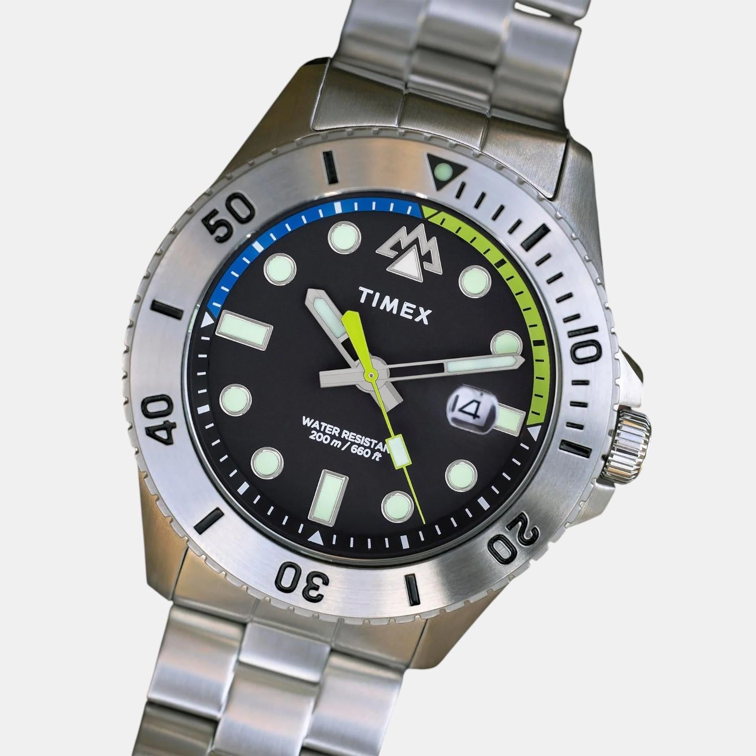 Men Quartz Black Dial Analog Stainless Steel Watch TW2W41900X6