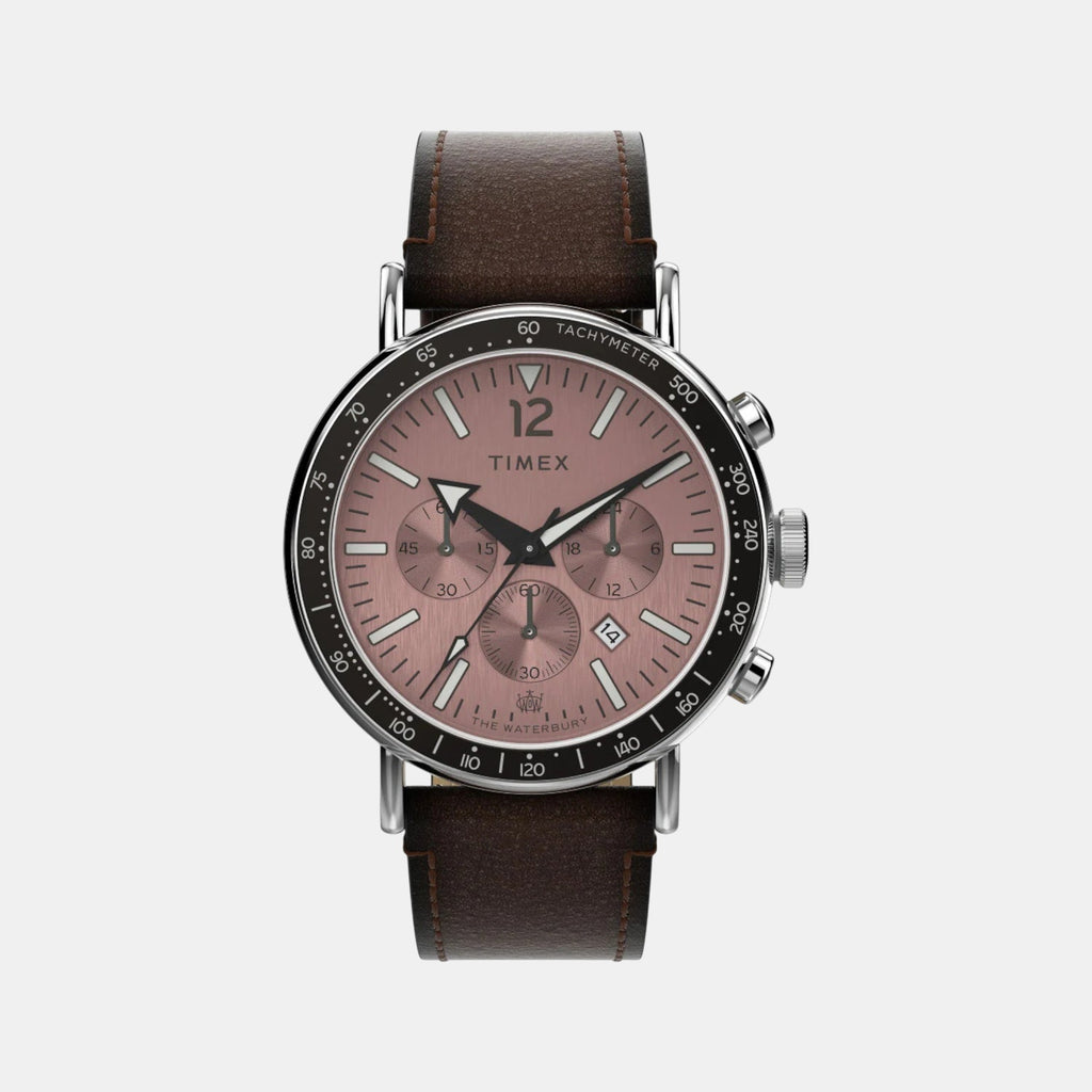 Men Quartz Rose Gold Dial Analog Leather Watch TW2W47300UJ