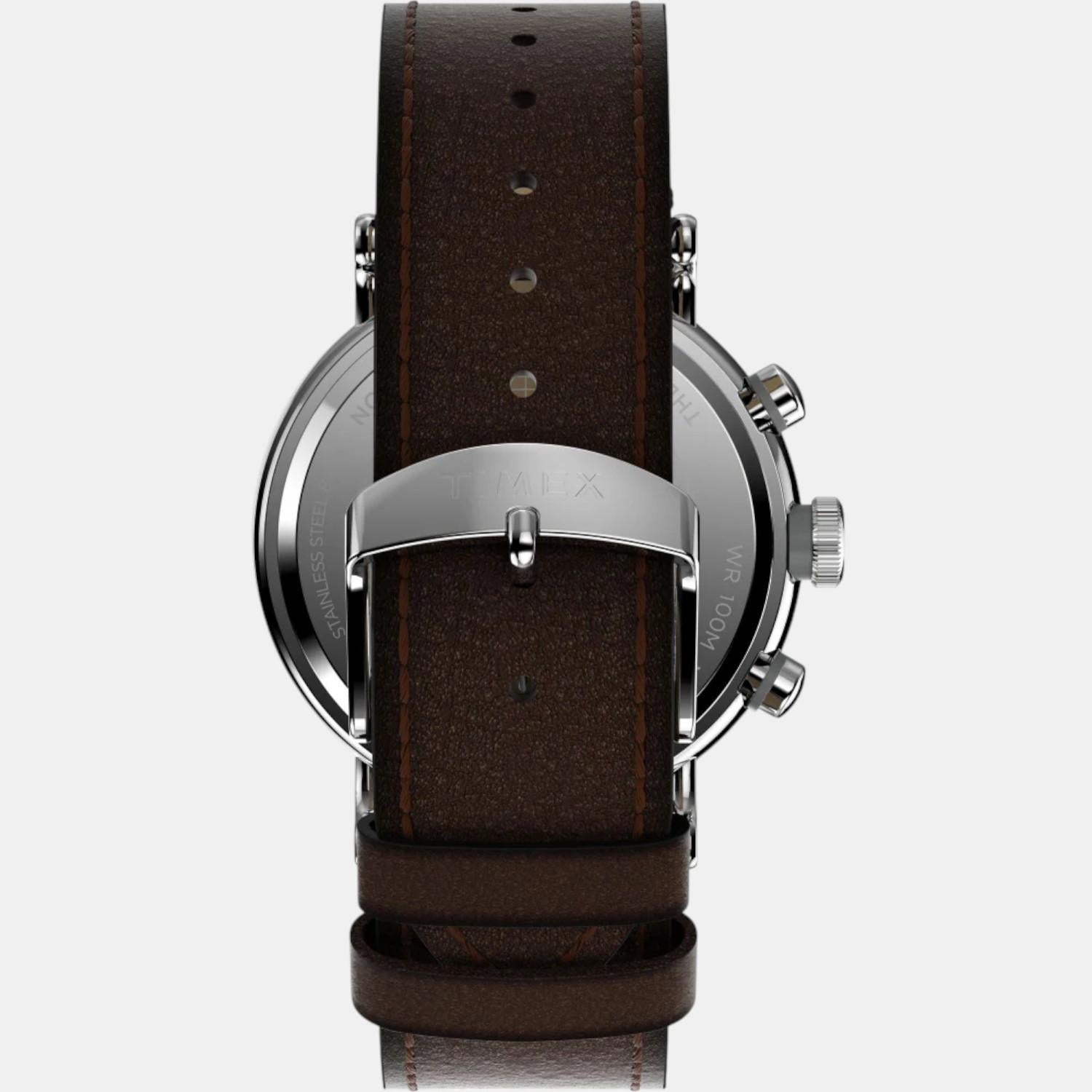 Men Quartz Rose Gold Dial Analog Leather Watch TW2W47300UJ