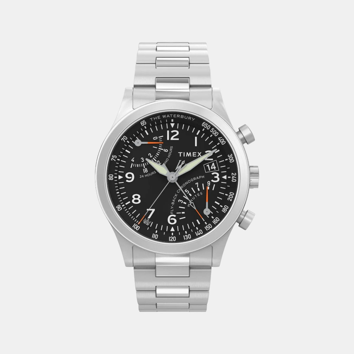 Waterbury Men Quartz Black Dial Analog Stainless Steel Watch TW2W47800UJ