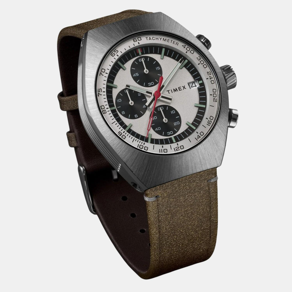 Men Quartz Silver Dial Analog Leather Watch TW2W50100UJ