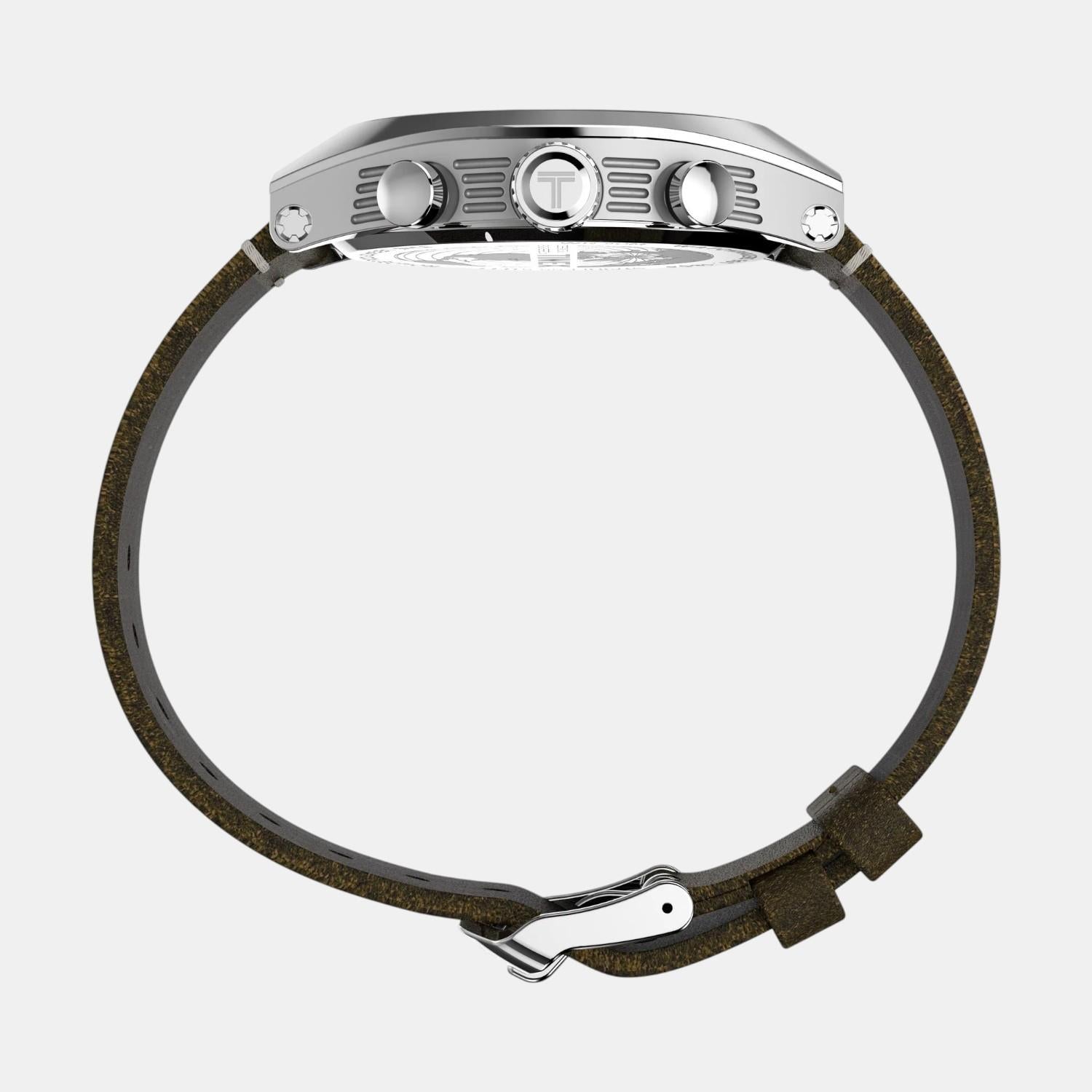 Men Quartz Silver Dial Analog Leather Watch TW2W50100UJ