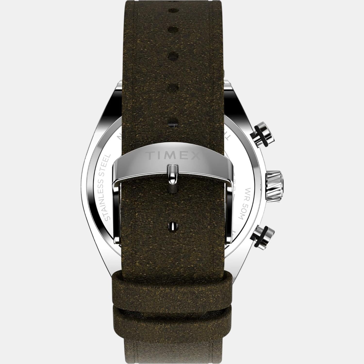 Men Quartz Silver Dial Analog Leather Watch TW2W50100UJ