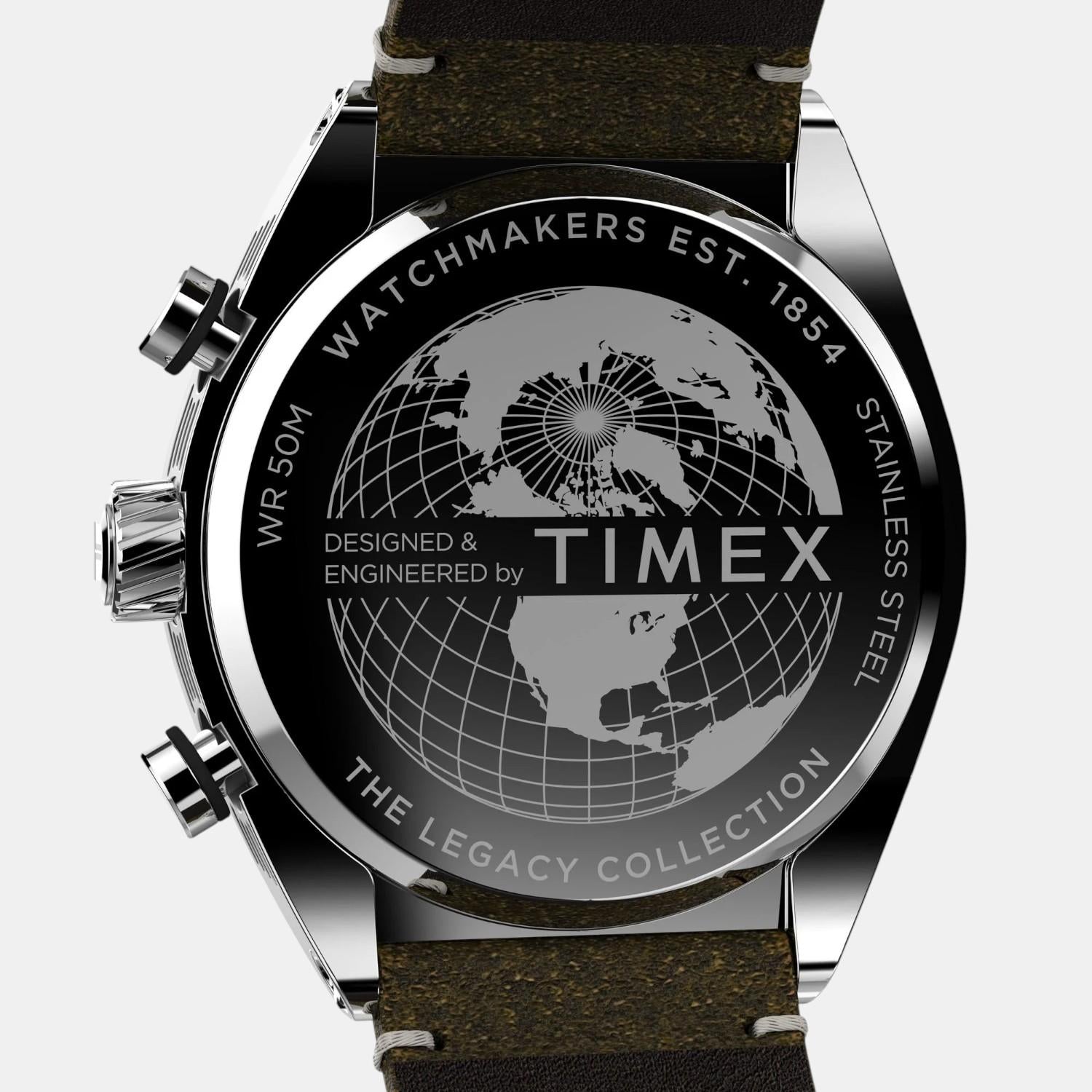 Men Quartz Silver Dial Analog Leather Watch TW2W50100UJ