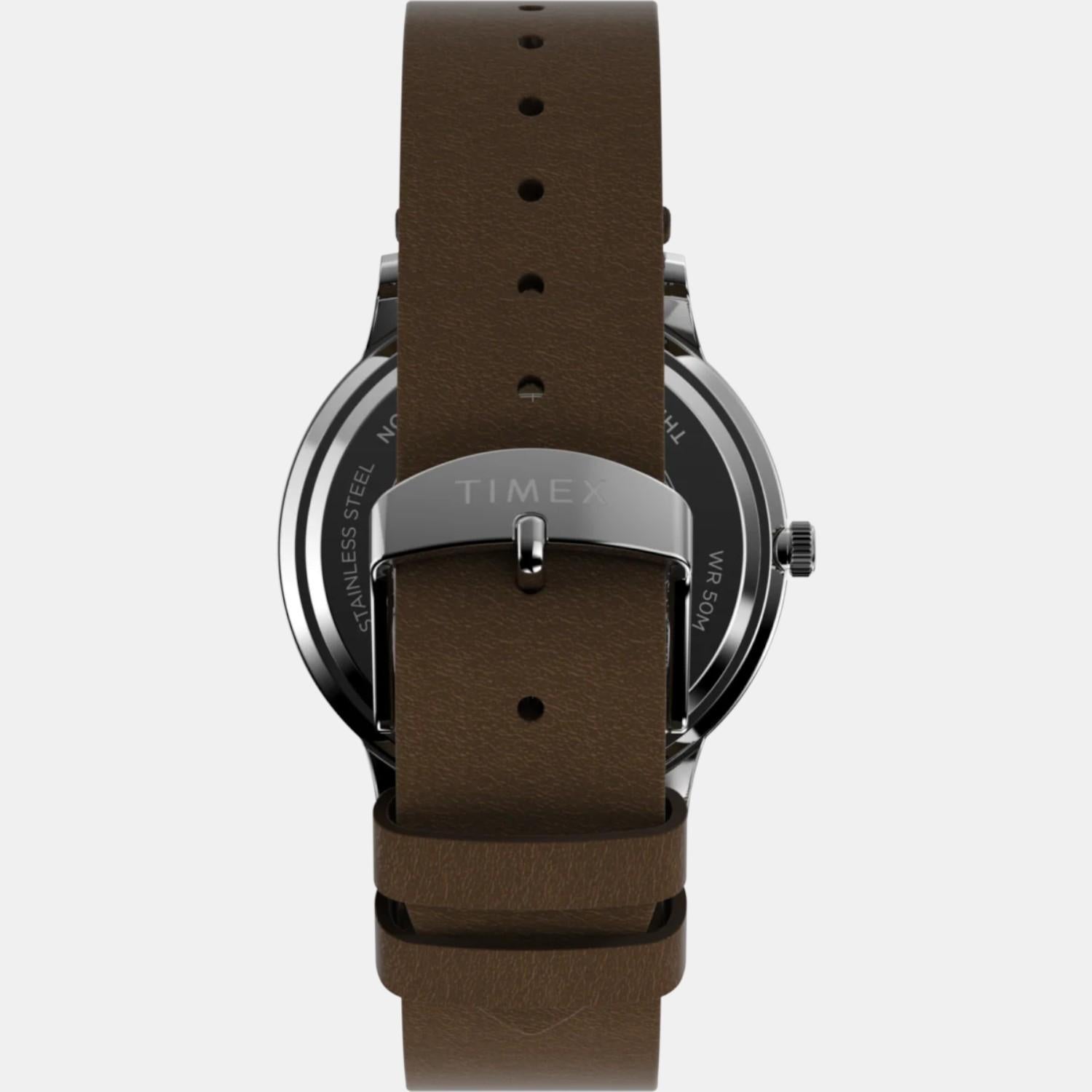 Men Quartz Cream Dial Analog Leather Watch TW2W50600UJ