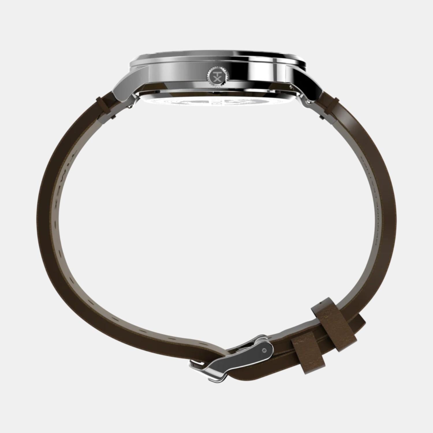 Men Quartz Cream Dial Analog Leather Watch TW2W50600UJ