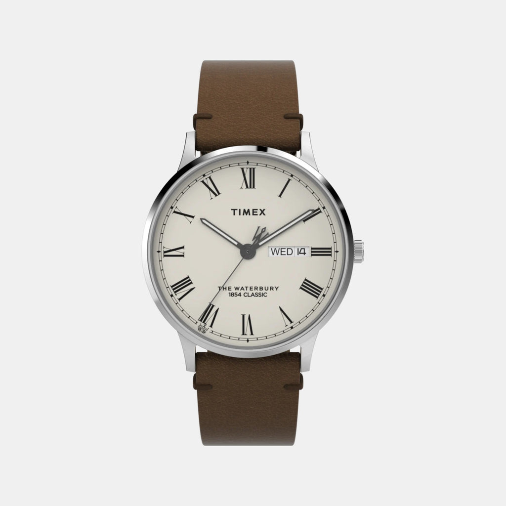 Men Quartz Cream Dial Analog Leather Watch TW2W50600UJ