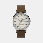 Men Quartz Cream Dial Analog Leather Watch TW2W50600UJ
