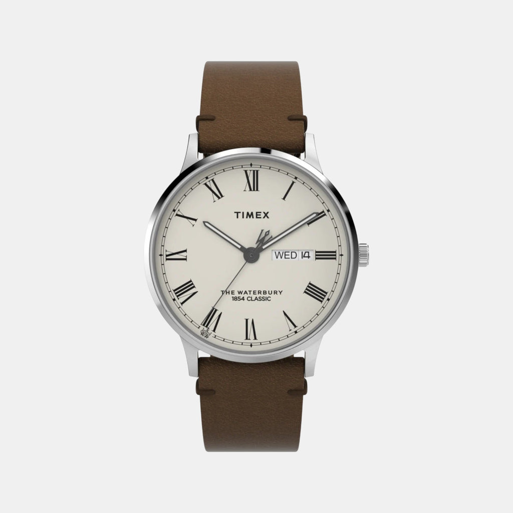 Men Quartz Cream Dial Analog Leather Watch TW2W50600UJ