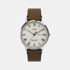 Men Quartz Cream Dial Analog Leather Watch TW2W50600UJ