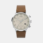 Men Quartz Cream Dial Analog Leather Watch TW2W50900UJ