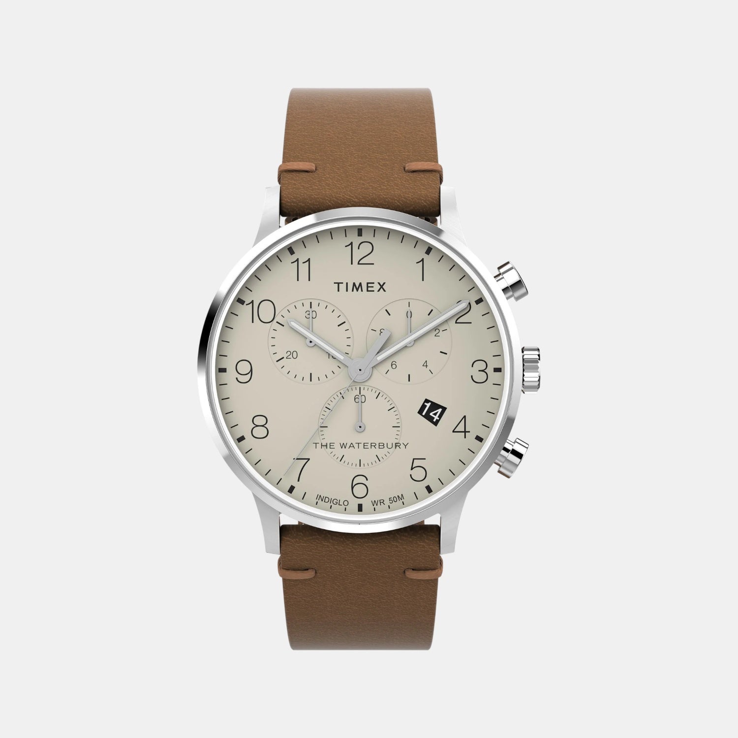 Men Quartz Cream Dial Analog Leather Watch TW2W50900UJ