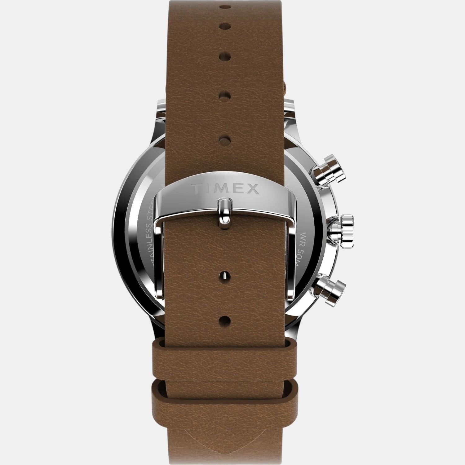 Men Quartz Cream Dial Analog Leather Watch TW2W50900UJ