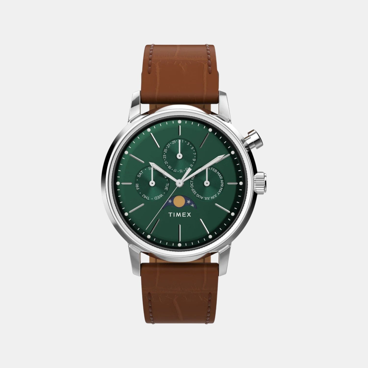Men Quartz Green Dial Analog Leather Watch TW2W51000UJ