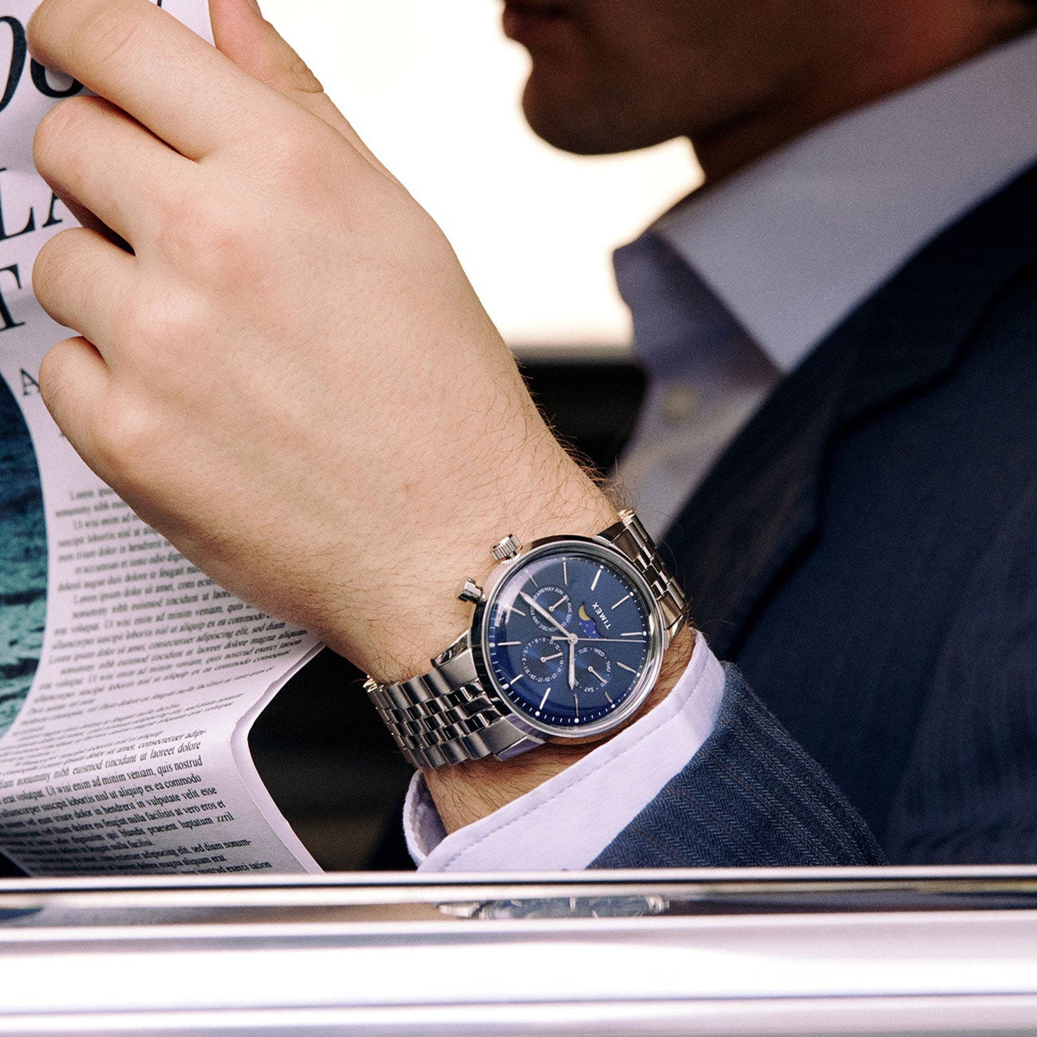 Marlin Men Quartz Blue Dial Analog Stainless Steel Watch TW2W51300UJ