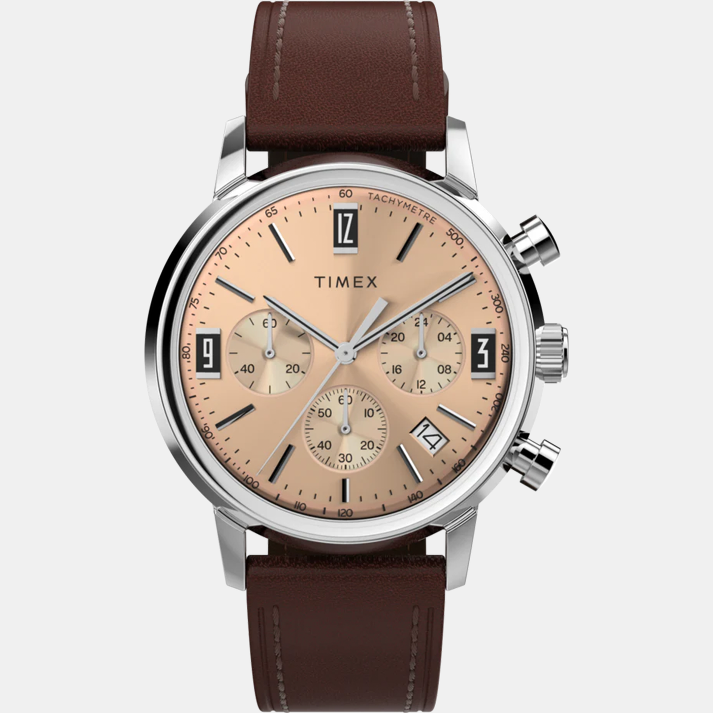 Marlin Men Quartz Rose Gold Dial Chronograph Leather Watch TW2W51400UJ