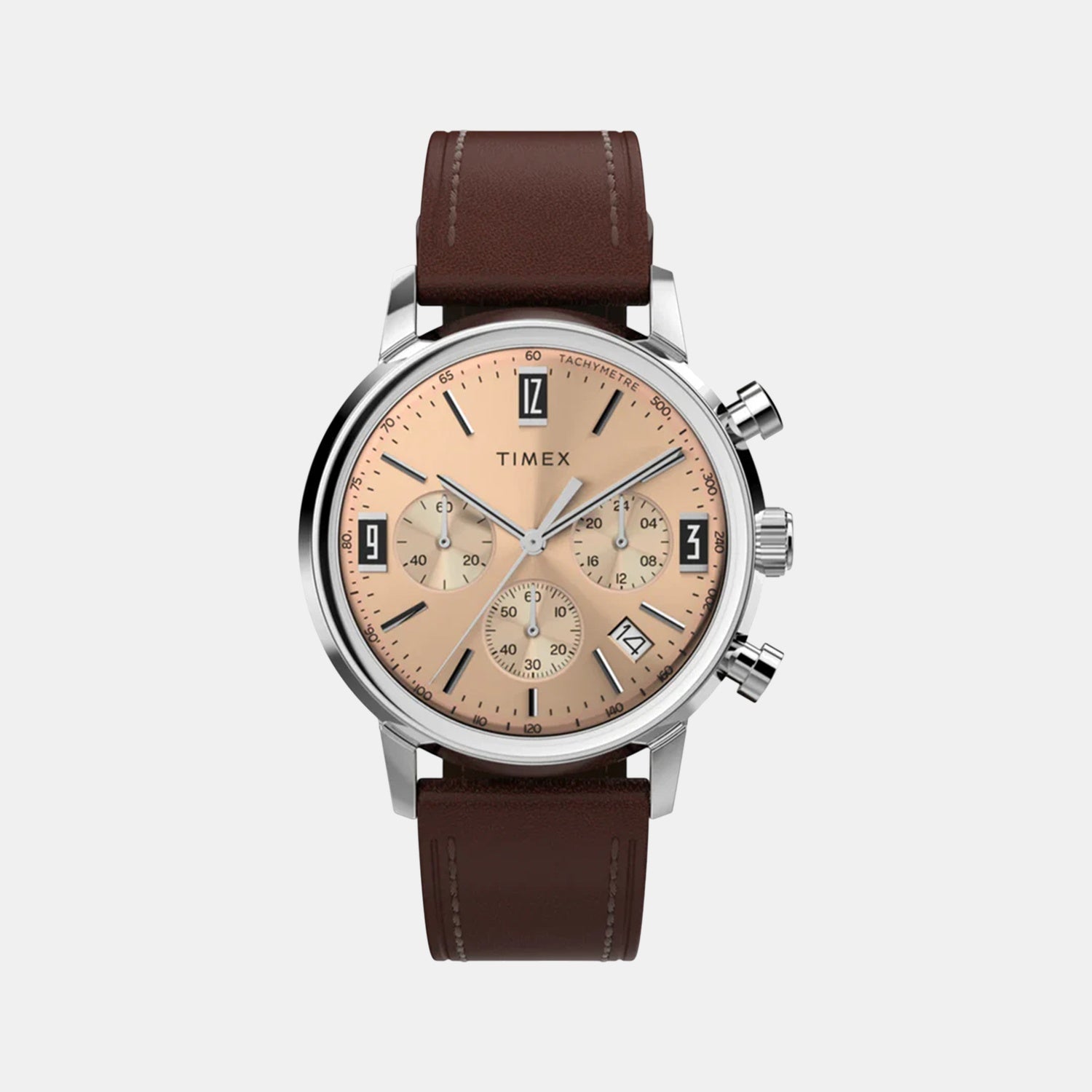 Marlin Men Quartz Rose Gold Dial Chronograph Leather Watch TW2W51400UJ