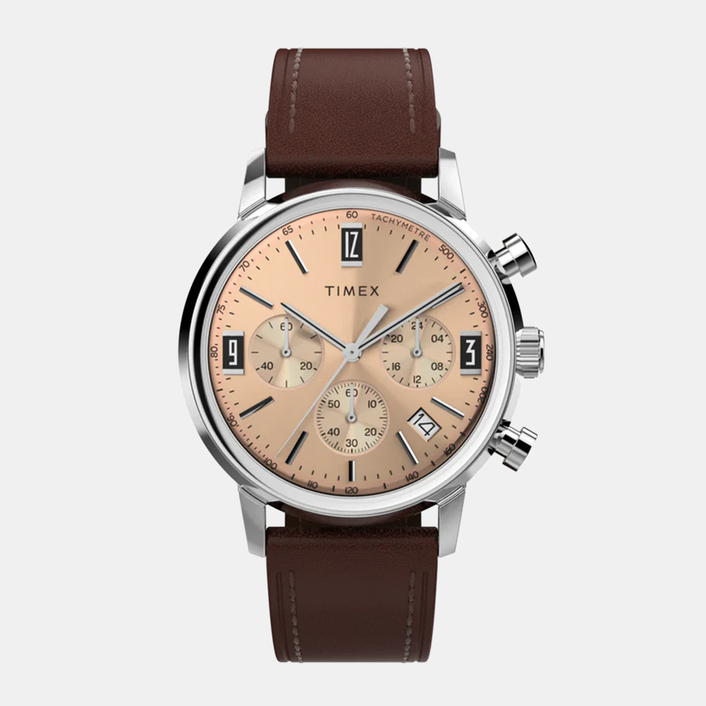 Marlin Men Quartz Rose Gold Dial Chronograph Leather Watch TW2W51400UJ