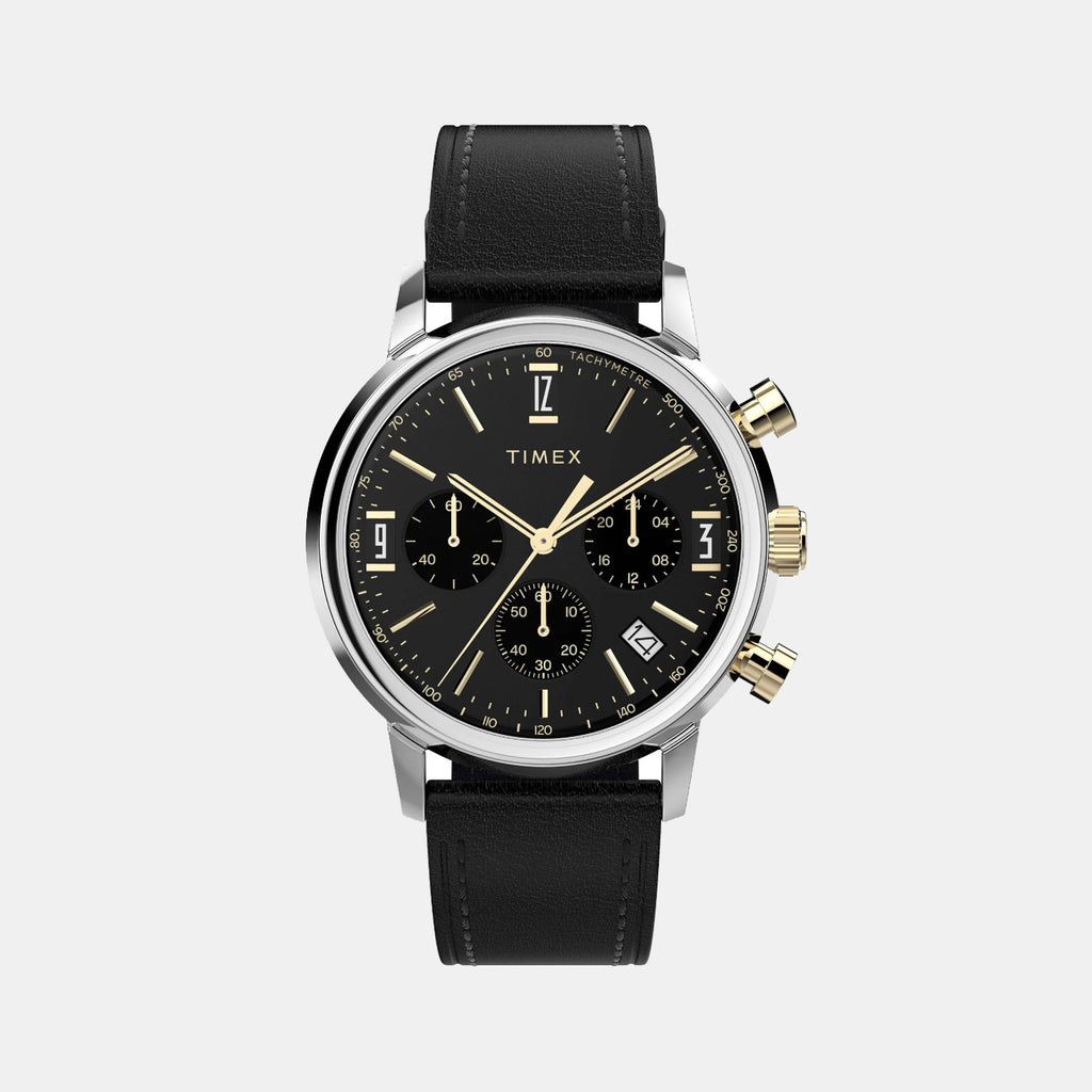 Marlin Men Quartz Black Dial Chronograph Leather Watch TW2W51500UJ