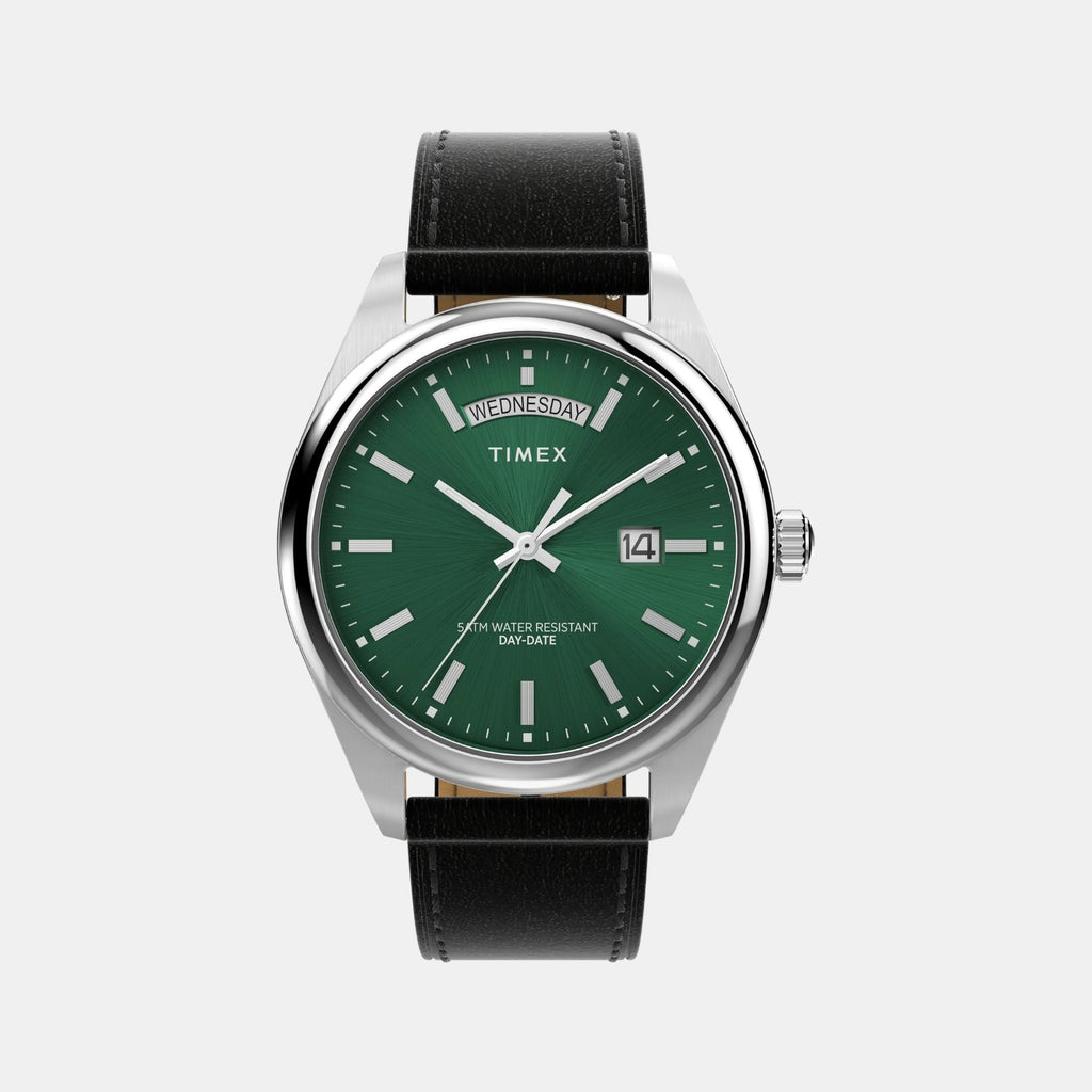Men Quartz Green Dial Analog Leather Watch TW2W57300UJ