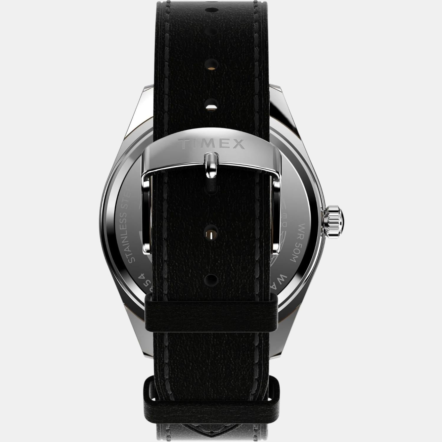 Men Quartz Black Dial Analog Leather Watch TW2W57400UJ