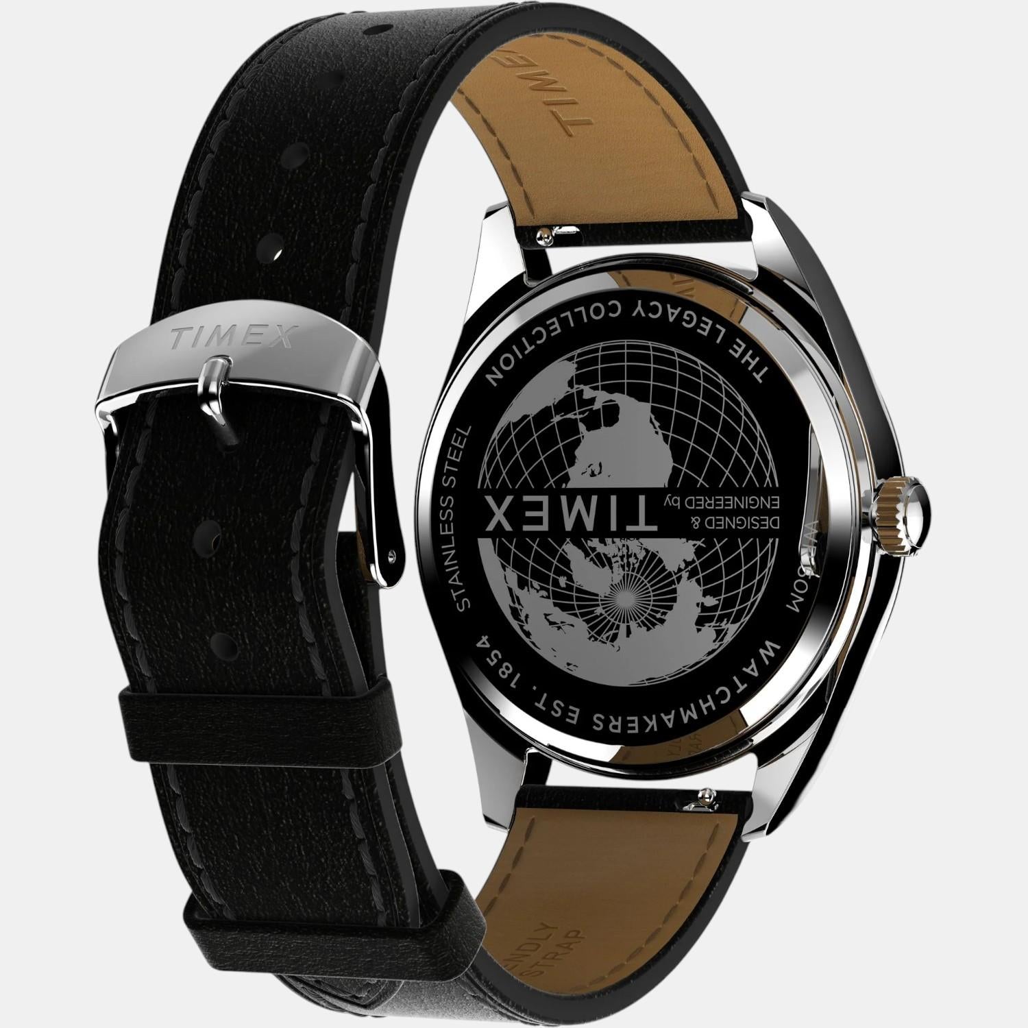 Men Quartz Black Dial Analog Leather Watch TW2W57400UJ