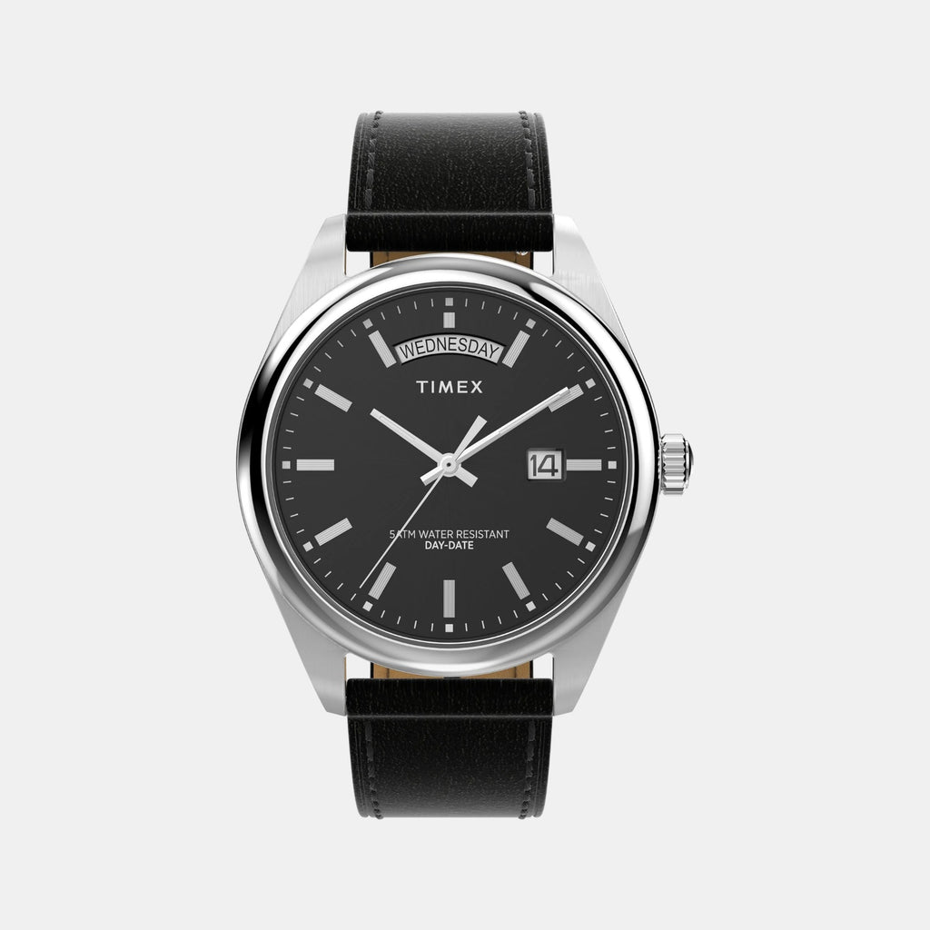 Men Quartz Black Dial Analog Leather Watch TW2W57400UJ