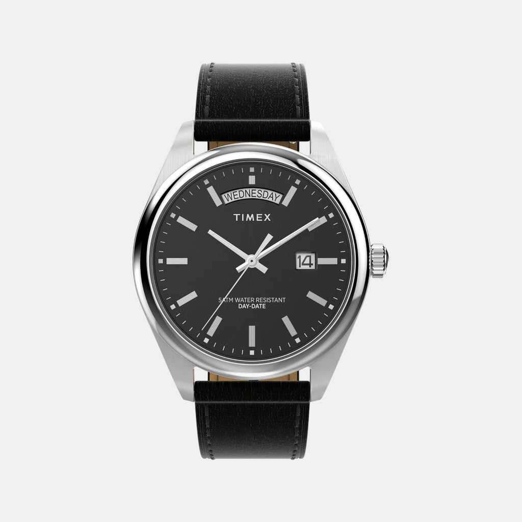 Men Quartz Black Dial Analog Leather Watch TW2W57400UJ