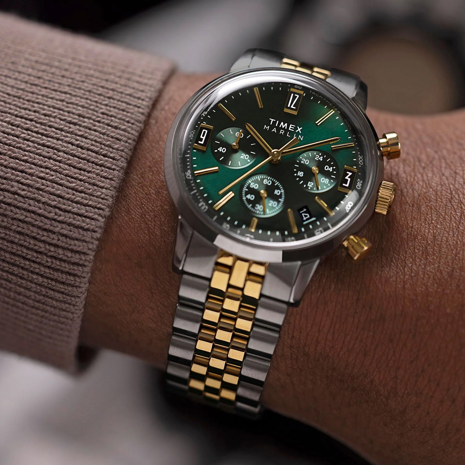 Marlin Men Quartz Green Dial Chronograph Stainless Steel Watch TW2W60000UJ