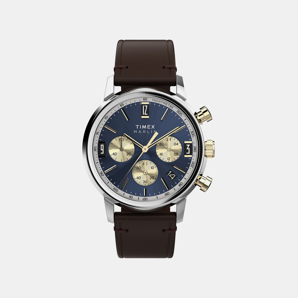 Marlin Men Quartz Blue Dial Chronograph Leather Watch TW2W60400UJ
