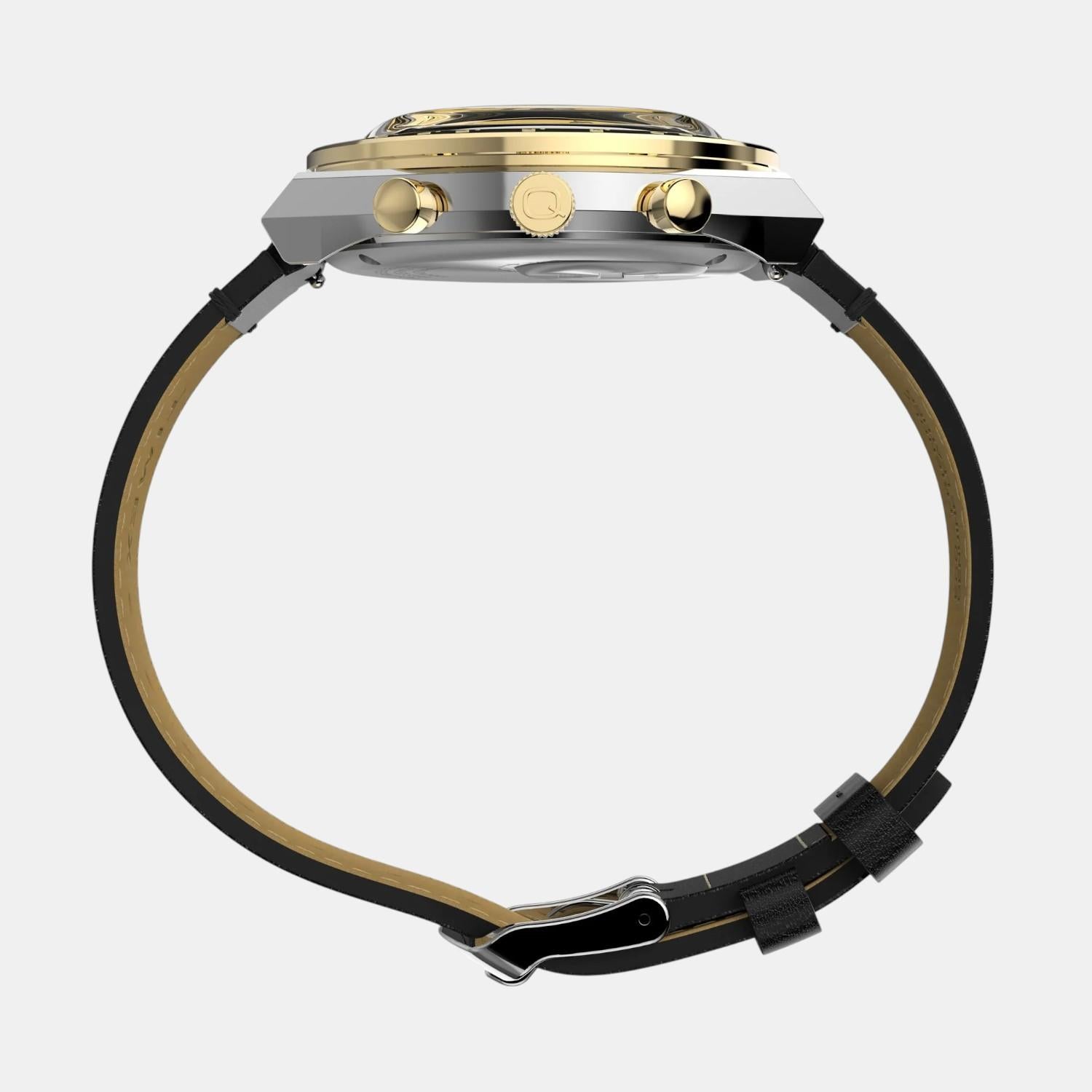 Men Quartz Black Dial Analog Leather Watch TW2W64300UJ