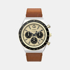 Men Quartz Gold Dial Analog Leather Watch TW2W64400UJ