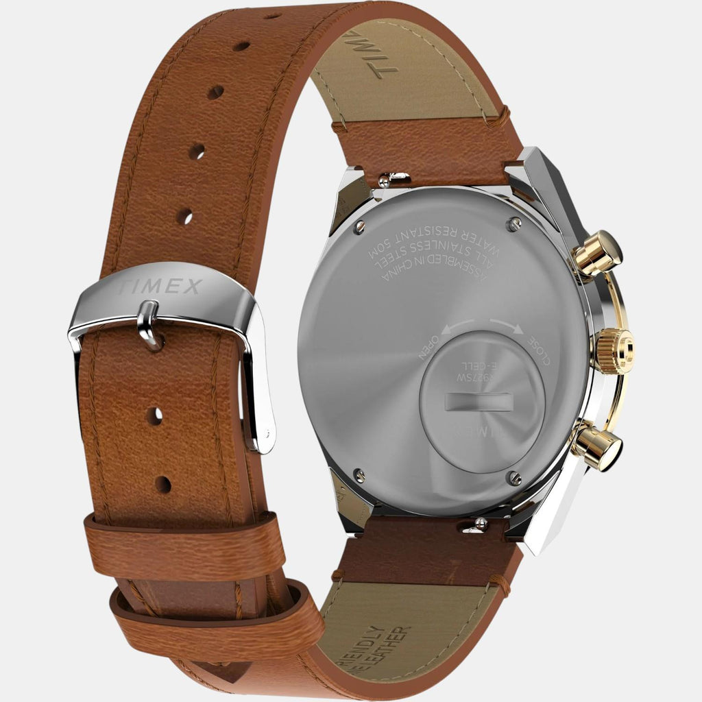 Men Quartz Gold Dial Analog Leather Watch TW2W64400UJ