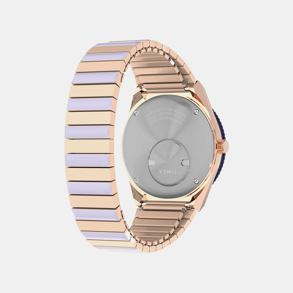 Q Timex Women Quartz Purple Dial Analog Stainless Steel Watch TW2W87700UJ