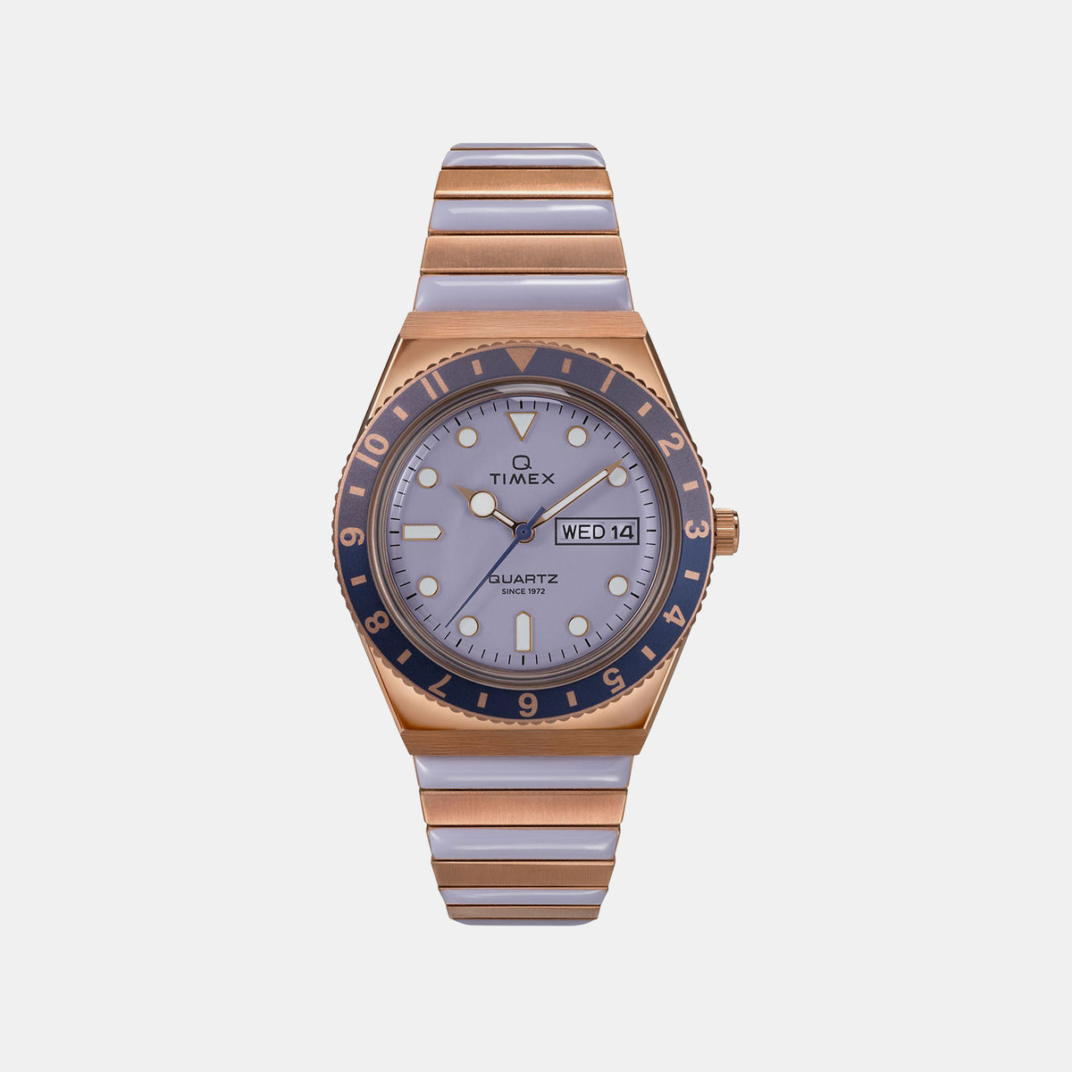 Q Timex Women Quartz Purple Dial Analog Stainless Steel Watch TW2W87700UJ