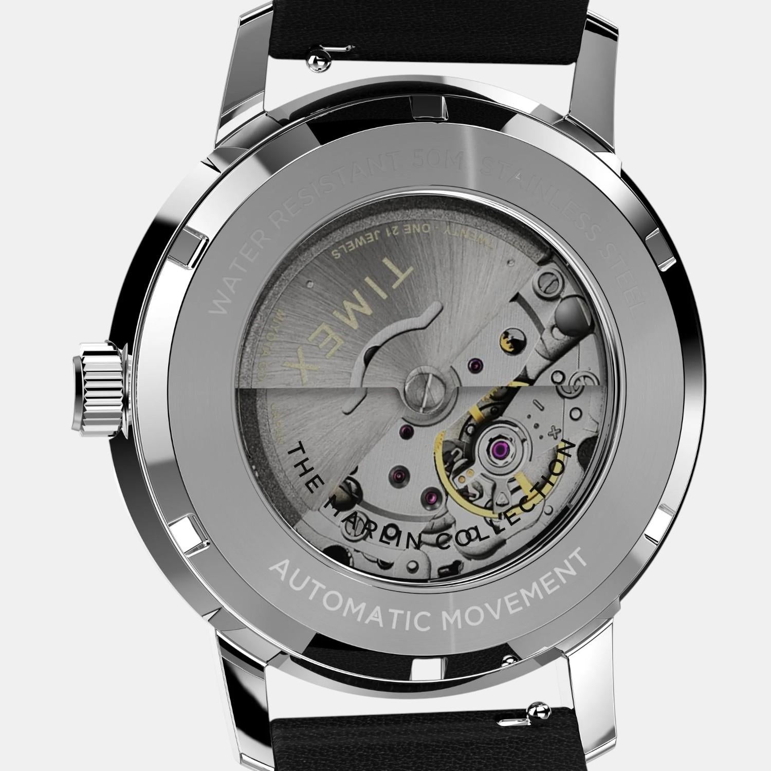 Men Automatic Blue Dial Analog Leather Watch TW2W93100UJ