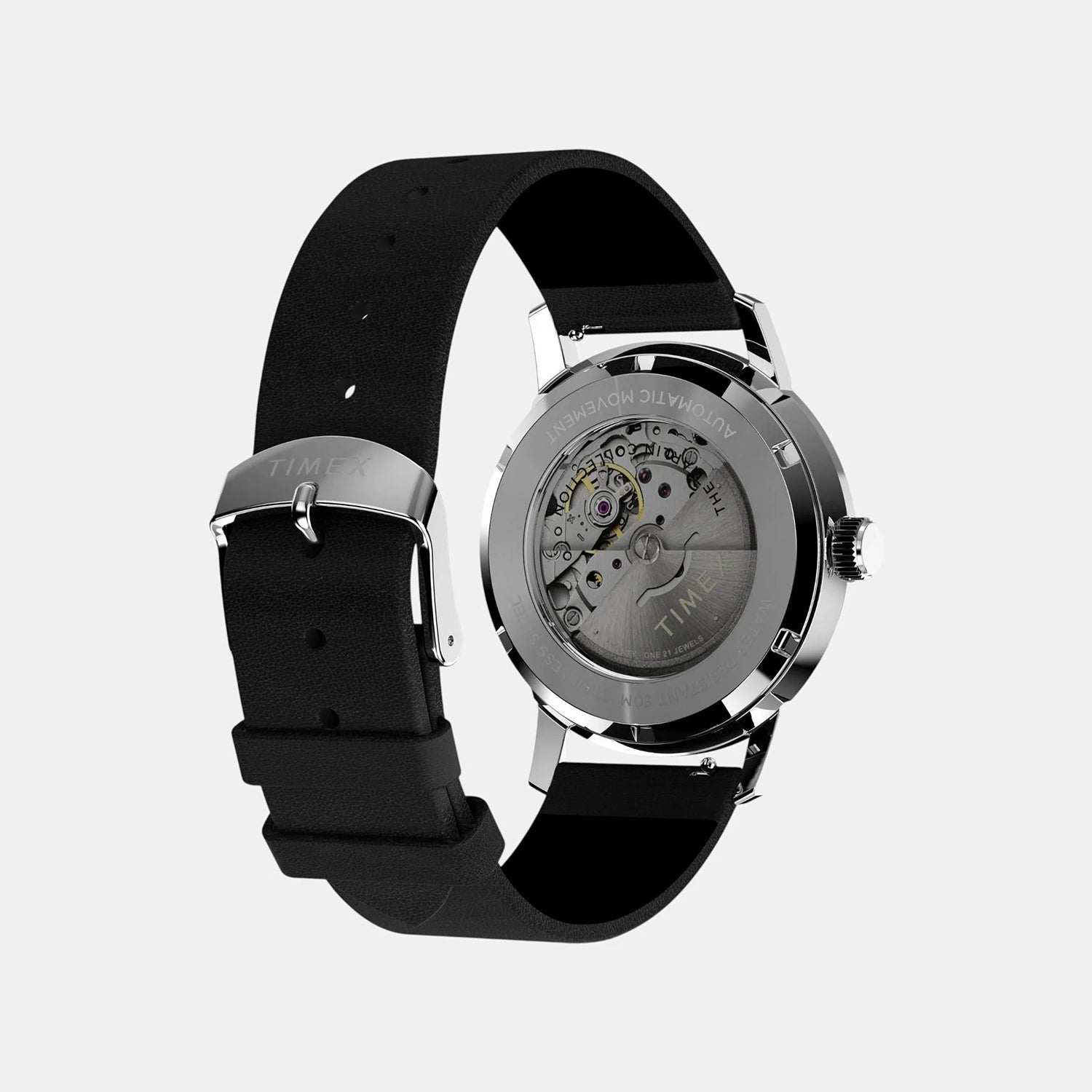 Men Automatic Blue Dial Analog Leather Watch TW2W93100UJ