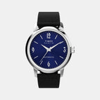 Men Automatic Blue Dial Analog Leather Watch TW2W93100UJ