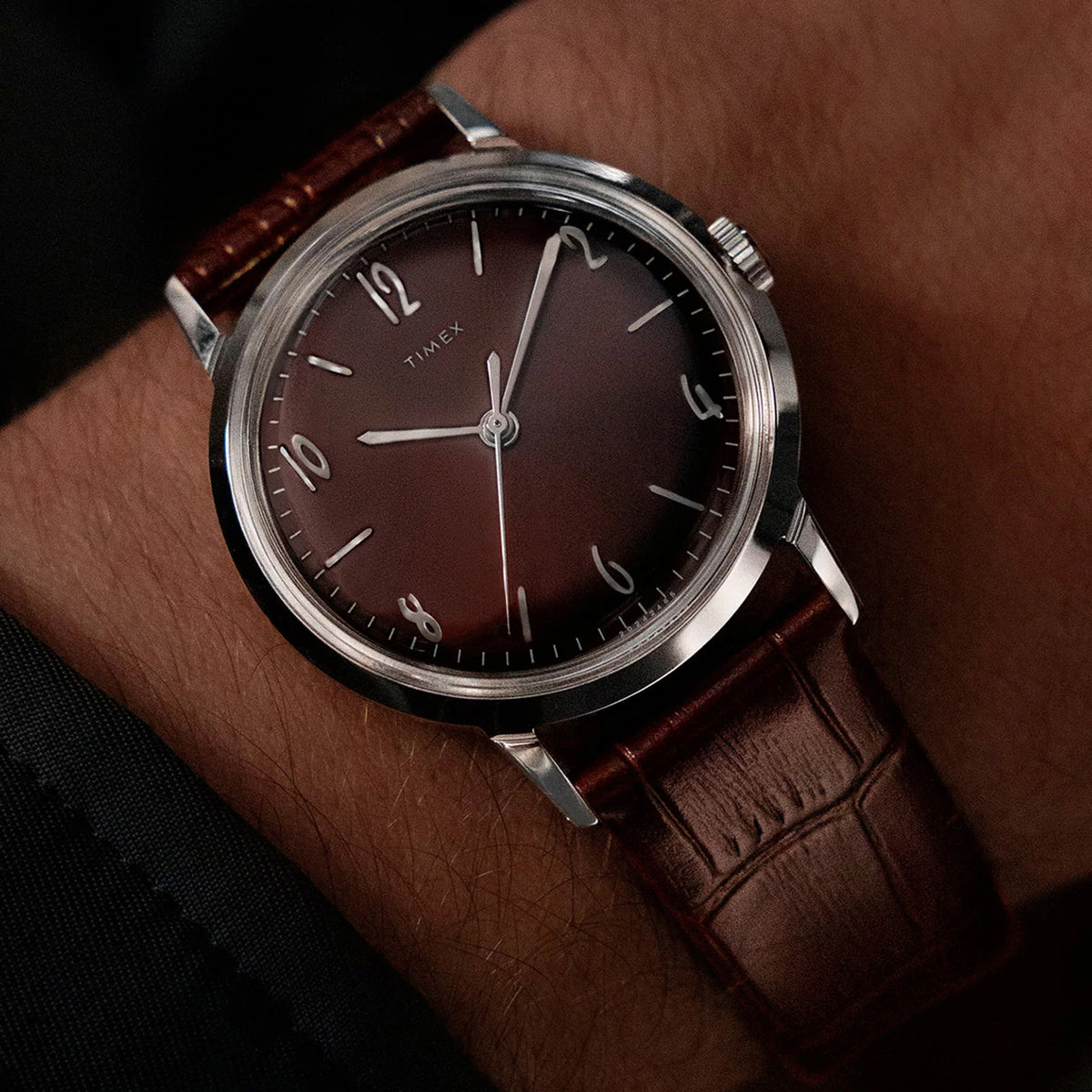 Marlin Men Mechanical Brown Dial Analog Leather Watch TW2W93300UJ
