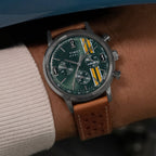 Men Quartz Green Dial Analog Leather Watch TW2W99100UJ