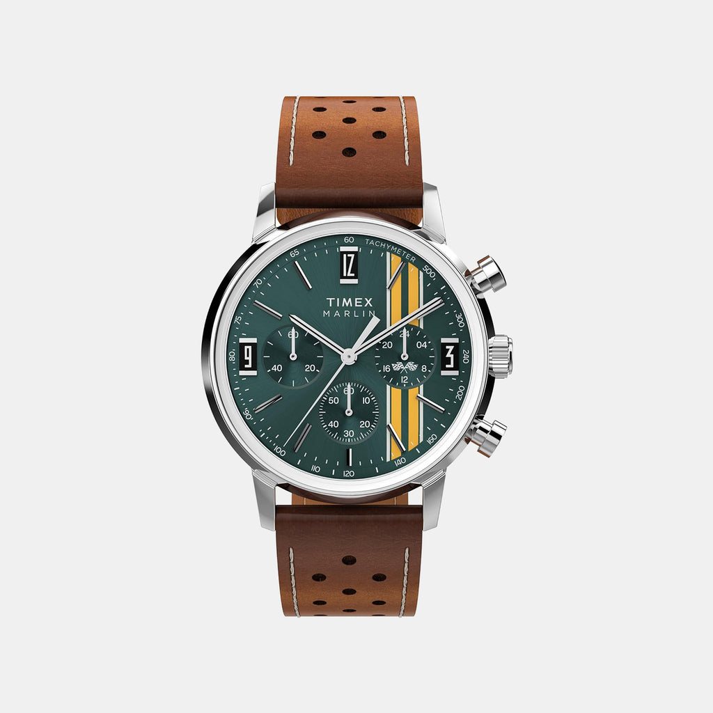Men Quartz Green Dial Analog Leather Watch TW2W99100UJ