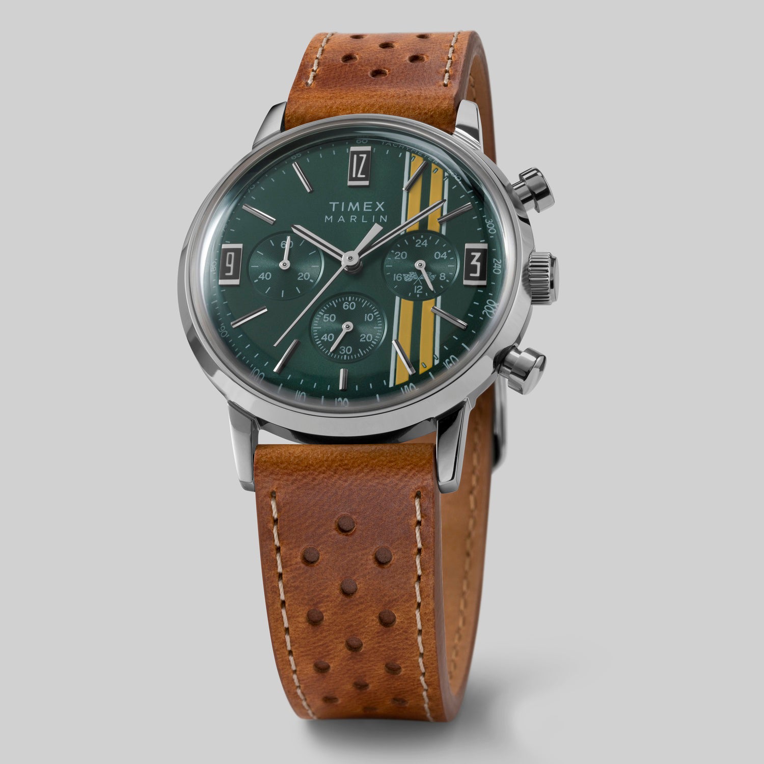 Men Quartz Green Dial Analog Leather Watch TW2W99100UJ