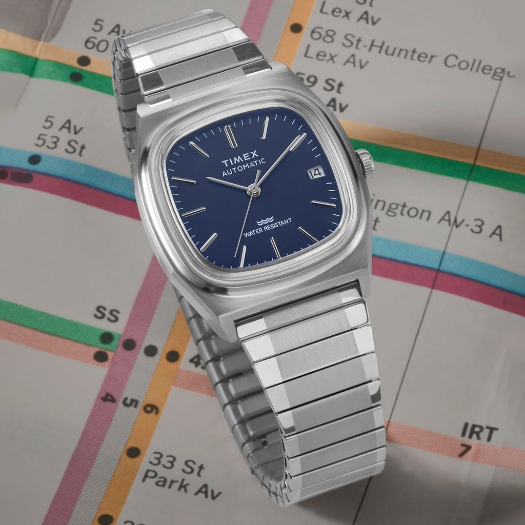 Q Timex Unisex Automatic Blue Dial Analog Stainless Steel Watch TW2Y07400UJ